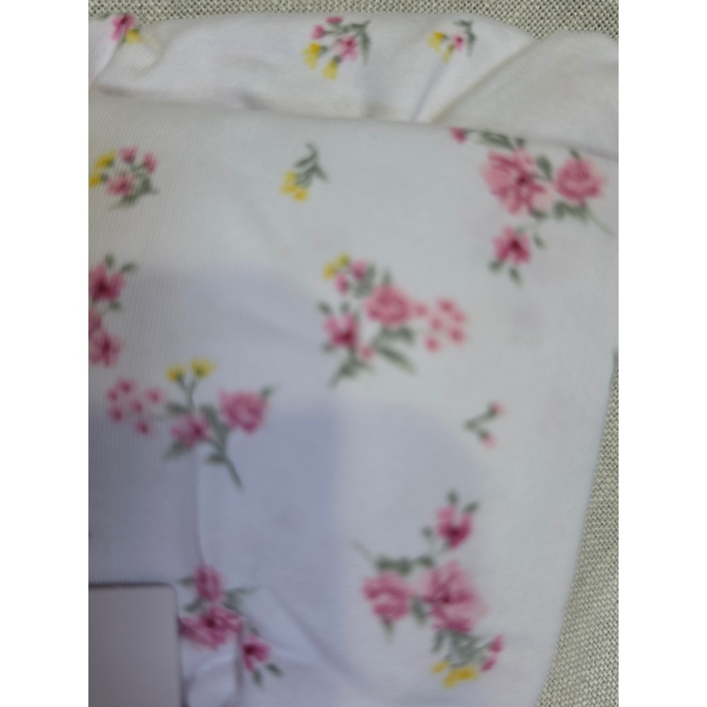 Joyspun Womens Notch Collar Short Pajama Set White Floral Pink M 8-10 2PC NEW - Picture 5 of 6